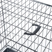 PawHut 42"x28"x30" Double Door Folding Metal Dog Crate Pet Cage Exercise Kennel Puppy House Playpen w/Plastic Tray(m-10)