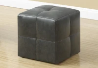 Monarch Two Piece Kids' Padded Upholstered Ottoman Set - Charcoal Grey Leather-Look(m-3)