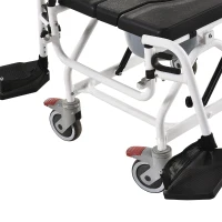 HOMCOM Personal Mobility Assist Bedside Commode Toilet Chair with 30° Reclining Backrest & Four Rolling Wheels(m-11)