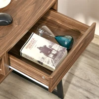 HOMCOM Compact Computer Desk Workstation for Modern Office Study Writing with Drawer Storing Box, Home Furniture, Natural(m-7)