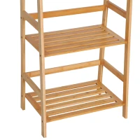 HOMCOM 4 Tier Bamboo Multi-Functional Storage Rack Ladder Bookcase Bathroom Shelf Shelving Unit Display Stand(m-6)