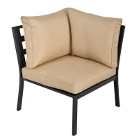 Outsunny 6-Piece Patio L-Shaped Sofa Conversation Set with Coffee Table, Water-Fighting Materials, & Comfort, Beige(m-8)