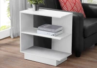 Monarch 24" Contemporary 3-Tier Wood Grain Storage Side Accent Table - White Finish(m-2)