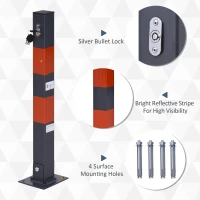 DURHAND Folding Parking Barrier With Reflective Stickers, Car Parking Space Post Lock Manual Parking Blocker Steel(m-6)