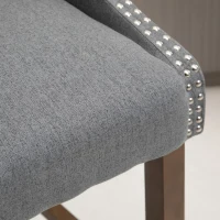 HOMCOM Modern Bar Height Bar Stools Set of 2, 30" Seat Height Bar Chair for Kitchen Living Room with Mid Back, Wood Legs, Nailhead Trim & Tufted Upholstery, Dark Grey(m-15)