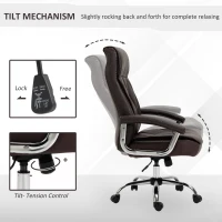 Vinsetto High Back Executive Office Chair Computer Desk Chair Adjustable Ergonomic Home Office Chair Diamond-Stitched PU Leather Swivel with Padded Armrests, Brown(m-5)