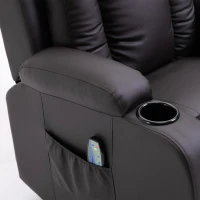 HOMCOM Luxury Faux Leather Heated Vibrating 8 Point Massage Recliner Chair with 360 Swivel and Remote, Dark Brown(m-16)