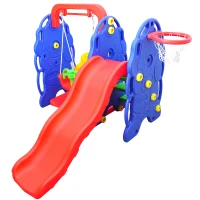 Qaba Sturdy Playground Set - Indoor/Outdoor - Blue/Red - Ages 2-7(m-3)