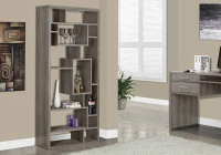 Monarch 72"H Modern Backless Bookcase with Asymmetrical Shelves - Dark Taupe(m-2)