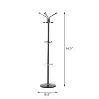 HOMCOM 69inch 4 Level 15 Hook Rotating Metal Coat Hat Jacket Umbrella Rack with Marble Base(m-3)