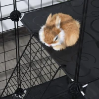 PawHut DIY Pet Playpen Wire Rabbit Cage for Kitten, Chinchillas & Small Animals with 6 Independent Trays - Black(m-12)