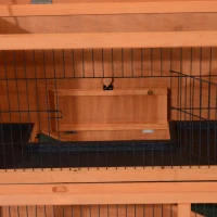 PawHut 48" L Wooden Rabbit Hutch Pet Playpen 4 Door House Enclosure with Ramp, for Rabbits and Small Animals, Natural Wood(m-10)