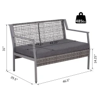 Outsunny 2-seat  Rattan Wicker Loveseat Bench Outdoor Patio Conversation Furniture All Weather(m-3)