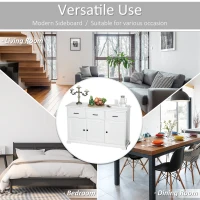 HOMCOM Buffet Storage Cabinet for Kitchen Entryway with 2 Cabinets and 3 Drawers, Adjustable Shelves, White(m-7)