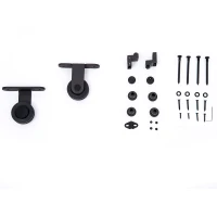 HOMCOM Modern 6FT Interior Sliding Barn Door Kit Hardware Set - Black Carbon Steel(m-5)