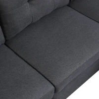 HomCom Elegant 3 Piece Sofa Chaise Lounge Set with Wooden Leg Footstool, & Large Multifunctional Loveseat - Grey(m-11)