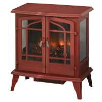 HOMCOM Electric Fireplace Heater, Fireplace Stove with Realistic LED Flames and Logs, Remote Control and Overheating Protection, 1400W, Red(m-1)