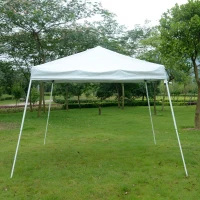 Outsunny 10x10ft Pop Up Tent Outdoor Canopy Event Sunshade Shelter w/ Slant Leg and Carrying Bag White(m-1)