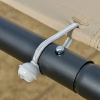 Outsunny 10' x 9.5' x 9.5' Outdoor Wall Patio Gazebo Canopy with PVC Coated Polyester Roof, Steel Frame, & Spacious Build, Beige(m-10)