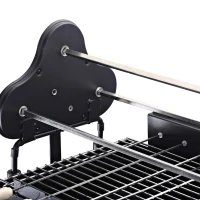 Outsunny 35" Charcoal BBQ Grill and Smoker Combo 2 in 1 Portable Rotisserie with Large/Small Skewers Included and 4 Wheels for Portability(m-9)