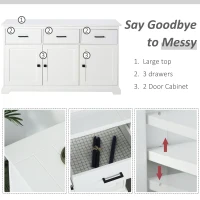 HOMCOM Buffet Storage Cabinet for Kitchen Entryway with 2 Cabinets and 3 Drawers, Adjustable Shelves, White(m-4)