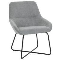 HOMCOM Modern Accent Chair Leisure Fabric Mid Back Chair Livingroom Funiture with X-Shaped Metal Frame and Curved Back, Grey/Black
