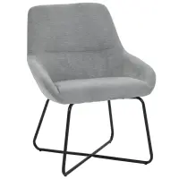 HOMCOM Modern Accent Chair Leisure Fabric Mid Back Chair Livingroom Funiture with X-Shaped Metal Frame and Curved Back, Grey/Black(m-1)