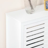 HOMCOM Slat Double Door Coffee Bar Cabinet, Sideboard Buffet Cabinet, Kitchen Cabinet with Bottom Shelf for Living Room, White(m-12)