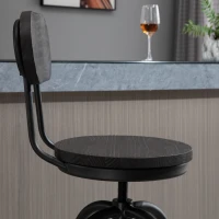 HOMCOM Set of 2 Swivel Mid-Back Barstools, Industrial Style Kitchen Stool Wooden Seat Armless with Adjustable Height ,Steel Frame(m-12)