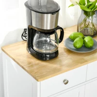 HOMCOM Kitchen Storage Cabinet, Sideboard Floor Cupboard with Solid Wood Top, Adjustable Shelf, and 2 Drawers for Living Room, and Hallway, White(m-11)