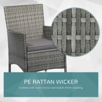 Outsunny 2 Piece Patio Armchair Wicker Chair Outdoor Modern PE Rattan w/ Cushion Grey(m-7)