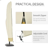 Outsunny 87-Inch Patio Umbrella Cover 600D Waterproof Outdoor Offset Banana Style, Beige and Coffee(m-5)