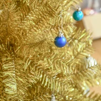 HOMCOM 6ft Artificial Christmas Tree Pop-Up Collapsible Golden Xmas Tree for Holiday Carnival Party Decorations(m-8)