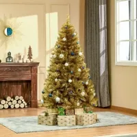HOMCOM 6ft Artificial Christmas Tree Pop-Up Collapsible Golden Xmas Tree for Holiday Carnival Party Decorations(m-1)