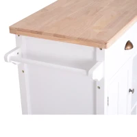 HOMCOM Kitchen Island Utility Cart on Wheels with Large Counter, 2 Spacious Drawers & Storage Cabinets, & Wine Storage(m-9)