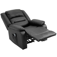 HOMCOM Vibrating Massage PU Leather Recliner Chair, Footrest with Remote Control, and 8 Massaging Points, Black(m-10)