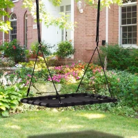 HOMCOM Hanging Tree Swing Outdoor Rope Swing Flying Platform Kids Backyard Playground Rectangle Hammock Heavy Duty Black(m-2)