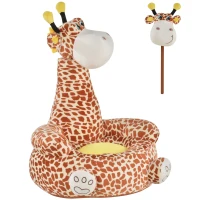 Qaba Giraffe Kids Chair Sofa Flannel Covered Armchair Stick Horse Child Chair with Padded Seat for 18-36 Months - Brown(m-1)