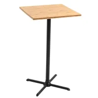 HOMCOM 23.5" Industrial Modern Pub Bar Table, 40.5 Inch Height Adjustable Cocktail table Square Dining Table for Kitchen or Dining Room, Natural Wood(m-1)