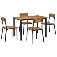 HOMCOM 5 Piece Modern Industrial Dining Table and Chairs Set for Small Space, kitchen, Dining room, Dark Walnut(m-1)