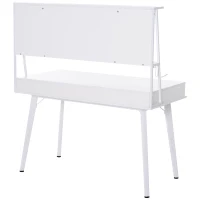 HOMCOM Heavy Duty Office Desk Computer Table Ample Storage Desktop W/ Whiteboard Adjustable Feet White(m-3)