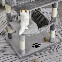 PawHut Plush Cat Tree Activity Center w/ Sisal Scratching Posts Hammock Perch Condo(m-4)