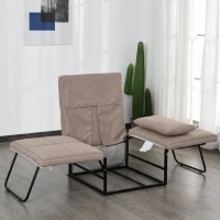 HOMCOM 4-in-1 Multi Function Folding Single Sofa Bed with Retractable Footrest, Convertible Sleeper with Adjustable Backrest For Living Room and Small Spaces, Light Coffee(m-14)