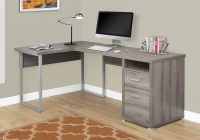Monarch 80" L-Shaped Contemporary Wood-look Computer Desk - Dark Taupe(m-2)