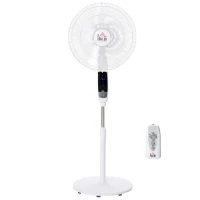 HOMCOM 16 Inch Pedestal Standing Fan Floor Fan with 3 Speeds, 85° Oscillation, LED Panel, Remote Controller, 7.5-Hour Timer, Adjustable Heights for Living Room, Bedroom, Office, Black/White(m-1)