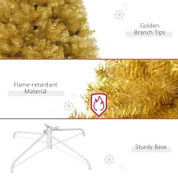 HOMCOM 6ft Artificial Christmas Tree Pop-Up Collapsible Golden Xmas Tree for Holiday Carnival Party Decorations(m-7)