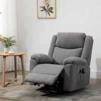 HOMCOM Electric Power Lift Recliner Massage Sofa Linen Surface w/ 8 Vibration Points 2 Remote, Living Room Office Furniture - Grey(m-4)