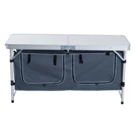 Outsunny 47" Portable Camping Table Aluminum Picnic Folding Camping Table with Carrying Handle and Storage Organizer(m-10)