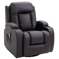 HOMCOM Luxury Faux Leather Heated Vibrating 8 Point Massage Recliner Chair with 360 Swivel and Remote, Dark Brown(m-1)