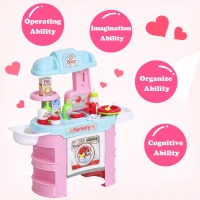 Qaba Baby Doll Bath Playset Kids Baby Nursery Set with Accessories for Boys Girls Ages 3-6 Years Pretend Play Set for Children Blue Pink(m-6)